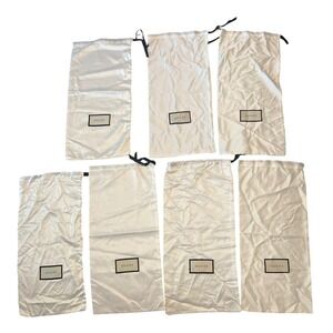 Lot of 7 Gucci White Satin Drawstring Dust Bags for Shoes Accessories 18.5x7.75